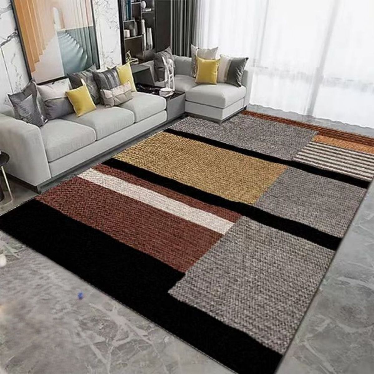GENERICO - ALFOMBRA PARA LIVING ANTIDESLIZANTE CON DISEÑOS TRIDIMENCIONALES