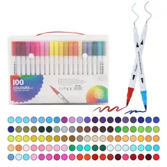SANKARA - Set De Plumones 100 Marcadores Touch Plumones Doble Puntar
