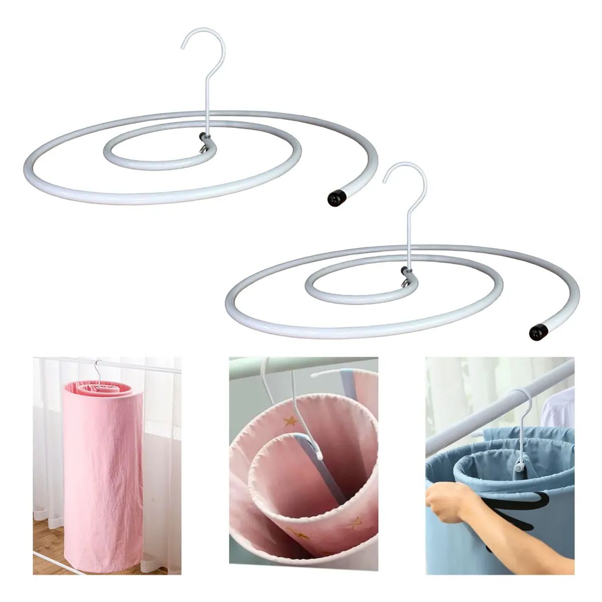 KUANGYE - Colgador Espiral Secar Sábanas Percha Ropa De Cama Pack 2uds