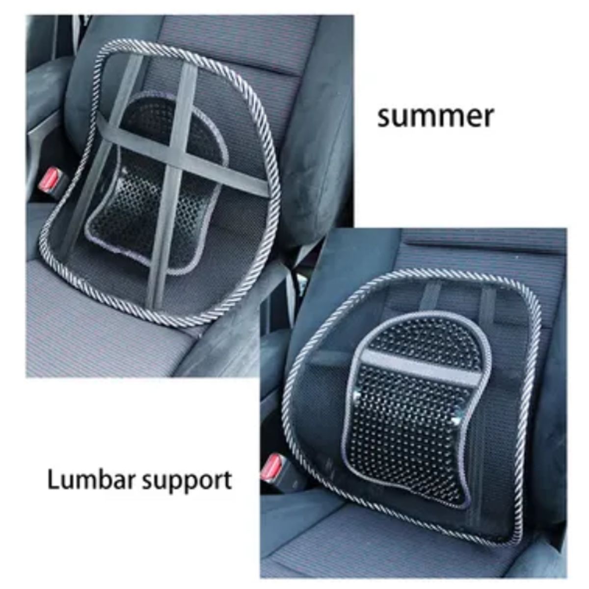 GENERICO - Respaldo Lumbar Ergonómico Con Malla Transpirable Negro