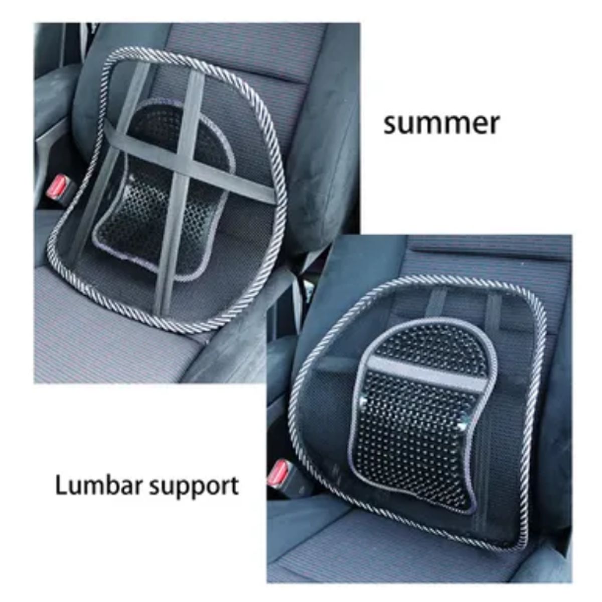 GENERICO - Respaldo Lumbar Ergonómico Con Malla Transpirable Negro