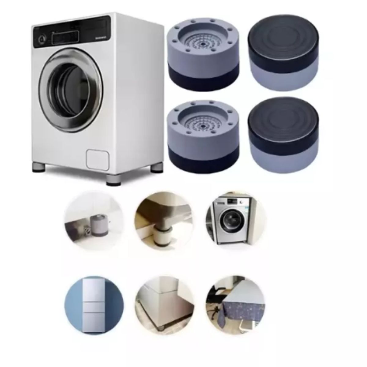 GENERICO - Pack 4 Piezas Soporte Altura Lavadora 6cm Gris