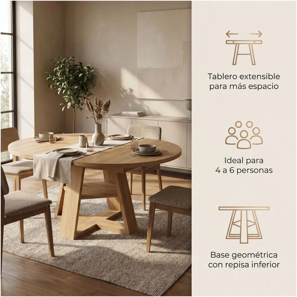 Mesa Comedor Isidora Extendible 110-150cm Con Almacenamiento, marca HOMER DESIGN - Foto 2