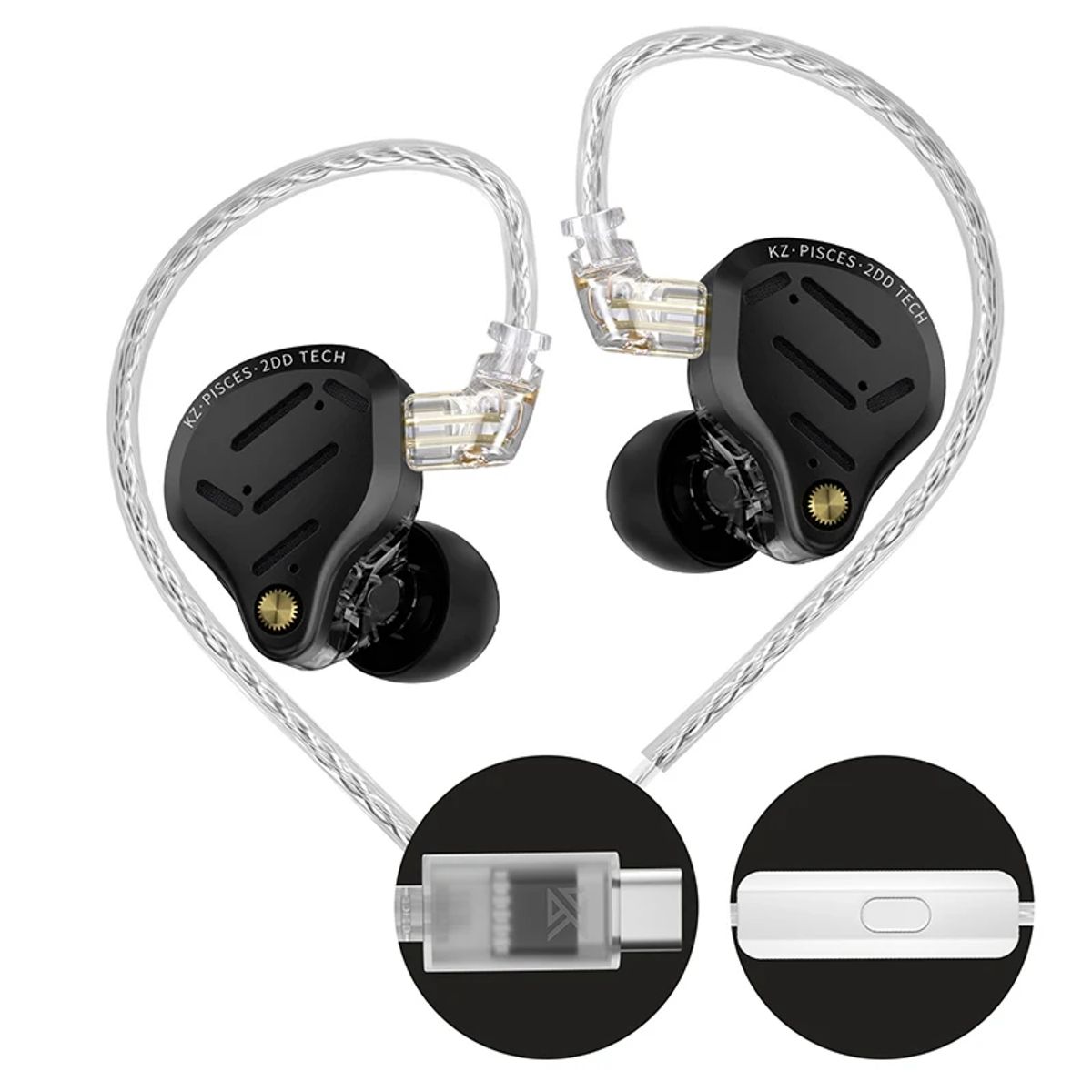 KZ - Auriculares KZ Pisces con doble unidad dinámica diseño intraural opcional y cable reemplazable