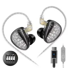 KZ - Auriculares IEM híbridos ZA12 Auriculares HiFi con graves potentes cableados y tipo monitor