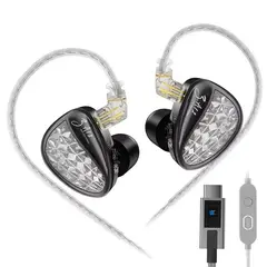 KZ - Auriculares IEM híbridos ZA12 Auriculares HiFi con graves potentes cableados y tipo monitor