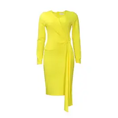 TIOZONEY - Vestido lápiz de manga larga y cuello en V para mujer