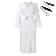 TIOZONEY - Vestido largo de manga larga y cuello en V