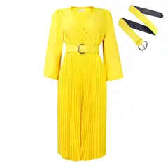 TIOZONEY - Vestido largo de manga larga y cuello en V