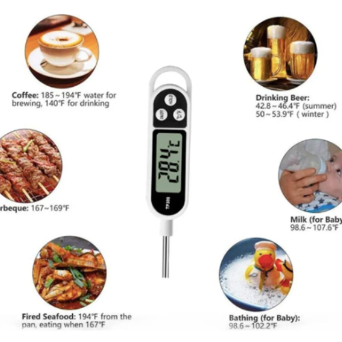 GENERICO - Termómetro Digital De Cocina Para Carne Parrilla Repostería