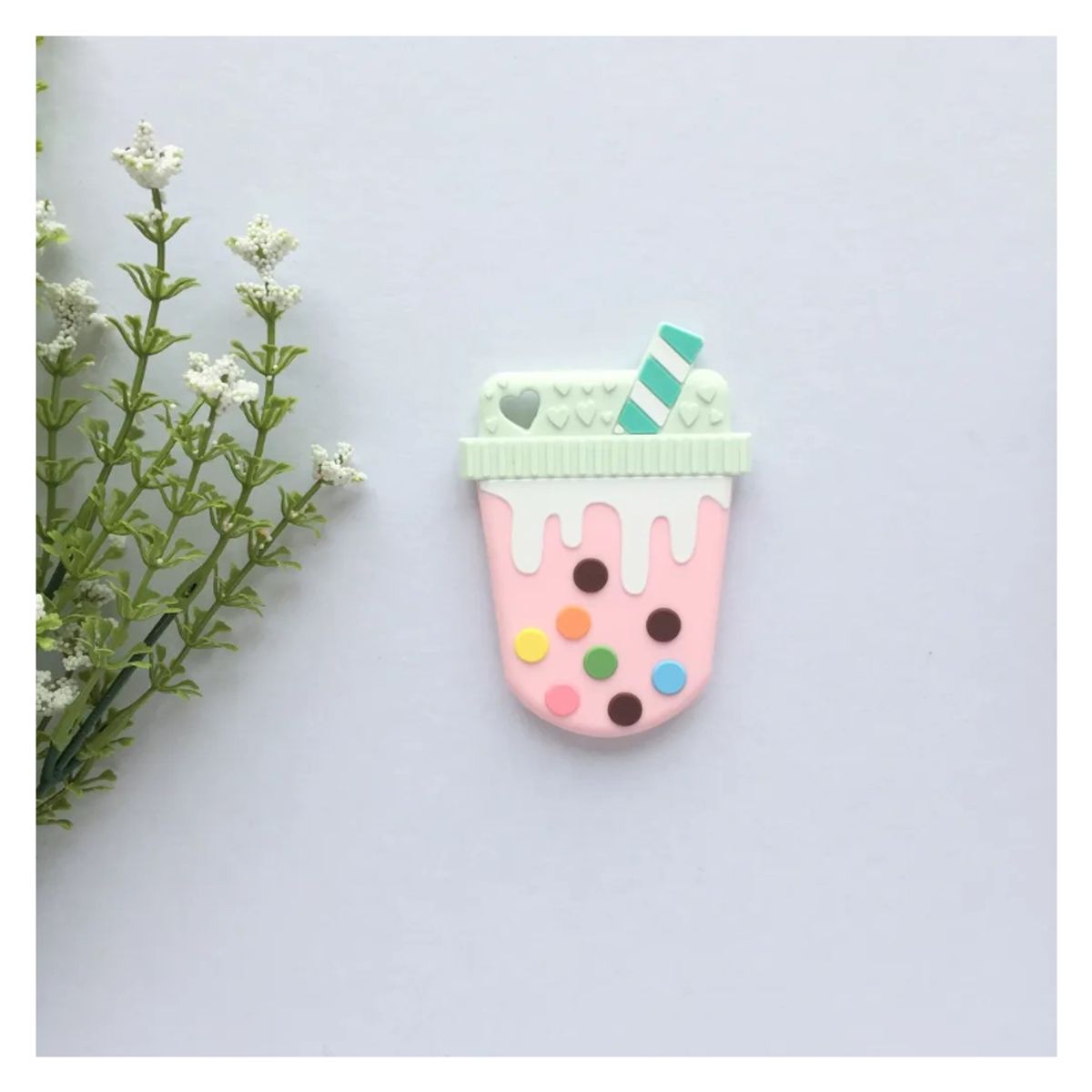 GENERICO - Pack 2 Mordedores Silicona Con Diseño De Bubble Tea Para Bebé