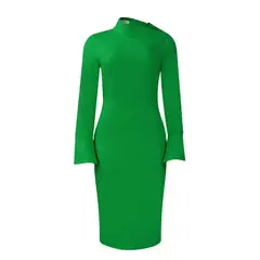 TIOZONEY - Vestido a la cadera con cuello oblicuo para mujer