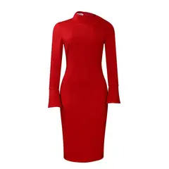 TIOZONEY - Vestido a la cadera con cuello oblicuo para mujer