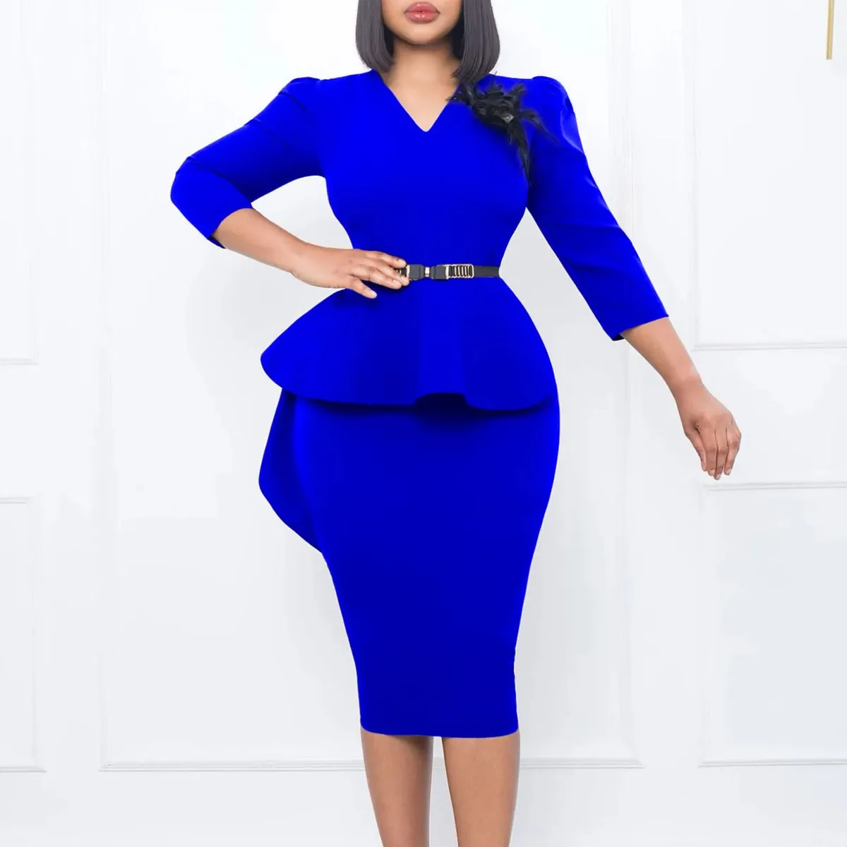 TIOZONEY - Vestido vintage de mujer con cuello en V