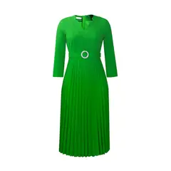TIOZONEY - Vestido plisado de mujer con cuello en V y cinturón