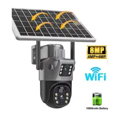 KUANGYE - Cámara de Seguridad WiFi Exterior Solar 4g 8MP Doble Lente Vigilancia 360° y Visión Nocturna