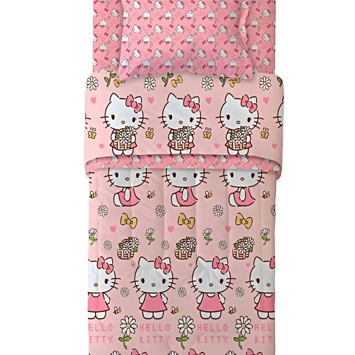 GENERICO - JUEGO DE SABANA INFANTIL POLIESTER PLAZA Y MEDIA 165 X 240 CM ROSA1