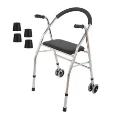 KINDA NICE - Andador Plegable Regulable Con Asiento Y 4 Ruedas