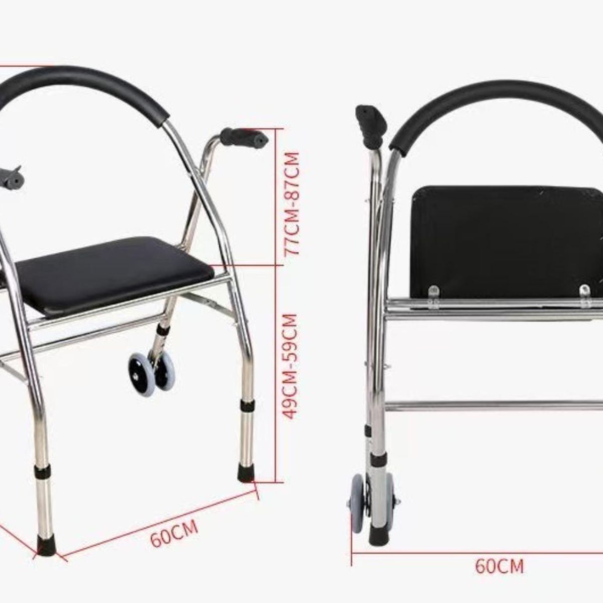 KINDA NICE - Andador Plegable Regulable Con Asiento Y 4 Ruedas