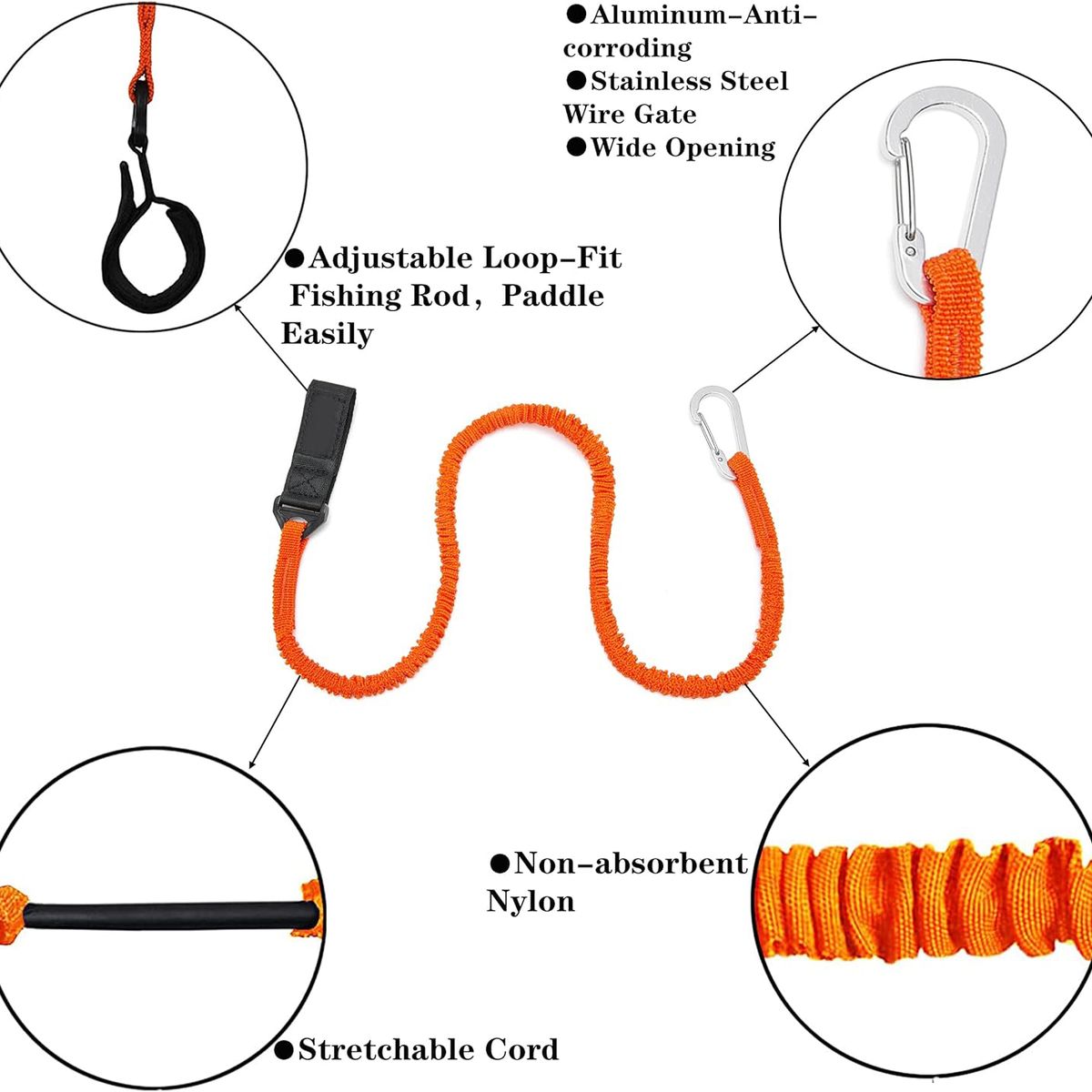 KUANGYE - Leash - Correa Elástica Anticaída Para Kayak  Remos  Cañas