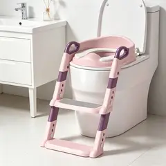 KINDA NICE - Bacinica Plegable Ajustable Con Escalera Para Niños Rosa