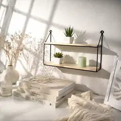 GENERICO - Estante Flotante Madera Metal Organizador Decorativo Moderno
