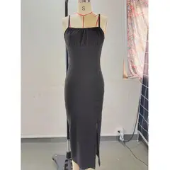 TIOZONEY - Vestido sin mangas con cuello halter - Negro