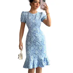 TIOZONEY - Vestido sin mangas con cuello halter - Azul