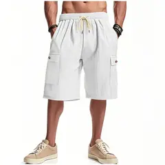TIOZONEY - Pantalones cortos casuales ligeros - Blanco