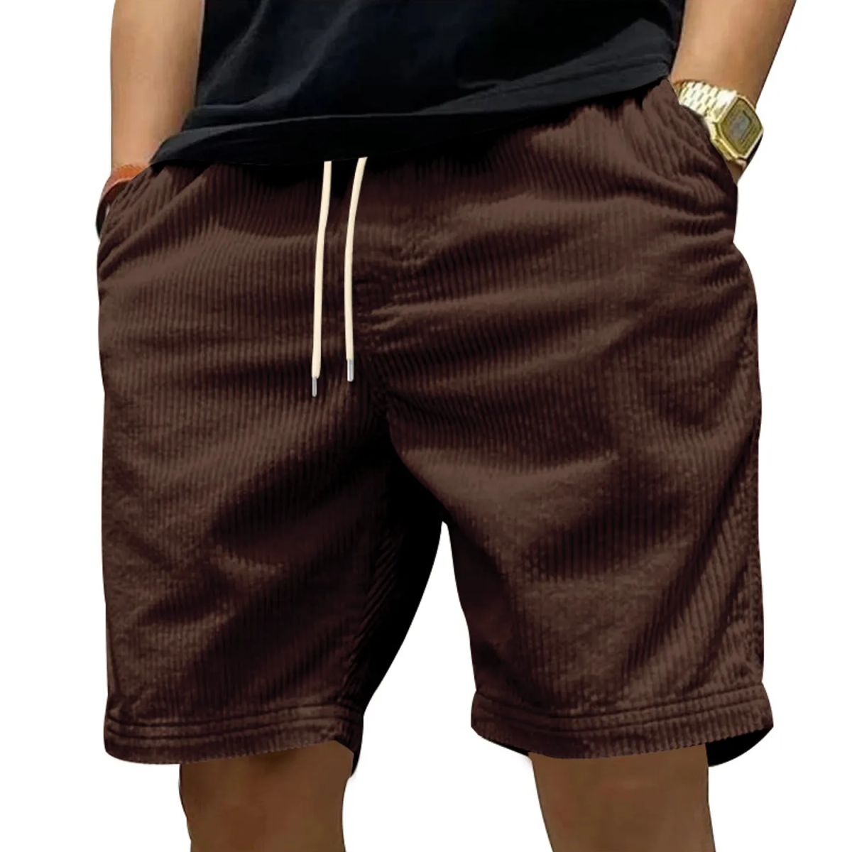 TIOZONEY - pantalones cortos de verano con bolsillos - Marrón