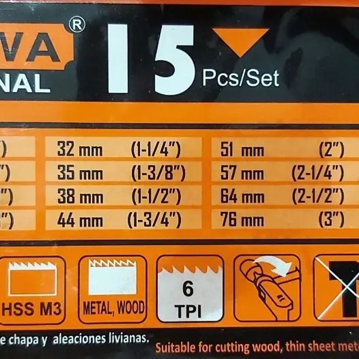 MAKAWA - JUEGO DE BROCAS SIERRA COPA 15 PIEZAS TAMAÑOS 19-76mm MAKAWA MK-0028