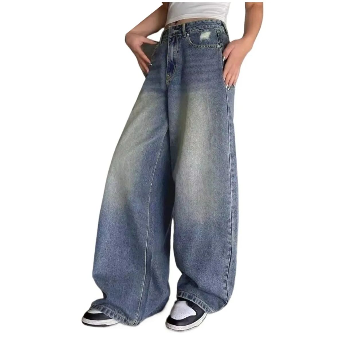 TIOZONEY - Jeans de pierna ancha y corte holgado