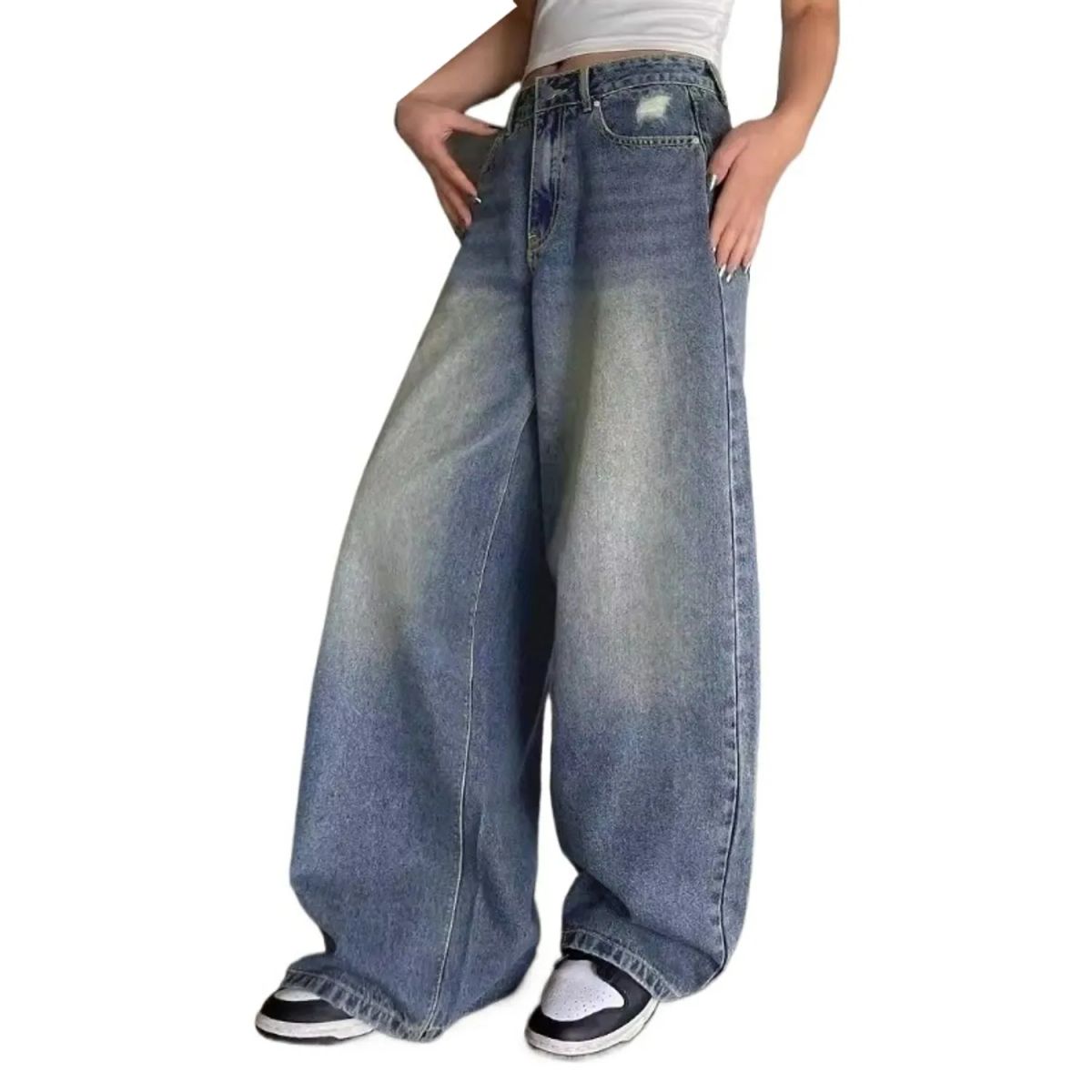 TIOZONEY - Jeans de pierna ancha y corte holgado