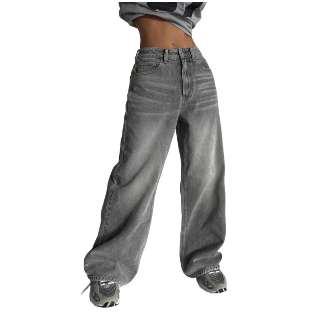 TIOZONEY - Jeans de pierna ancha y corte holgado