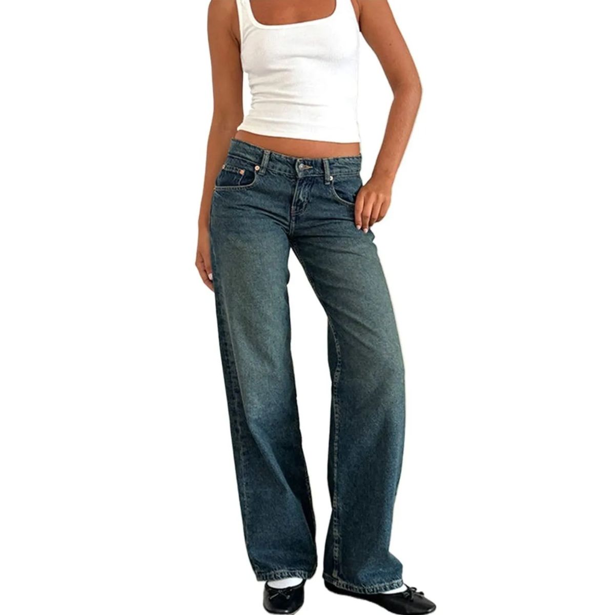 TIOZONEY - Jeans rectos para mujeres