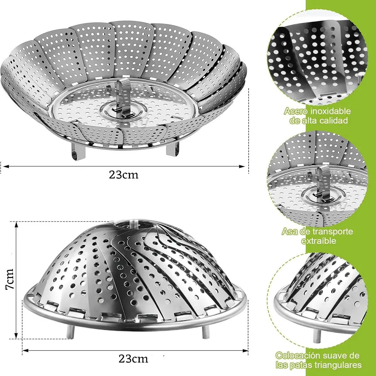 GENERICO - Vaporera Plegable De Acero Inoxidable Para Hogares Restauran-S