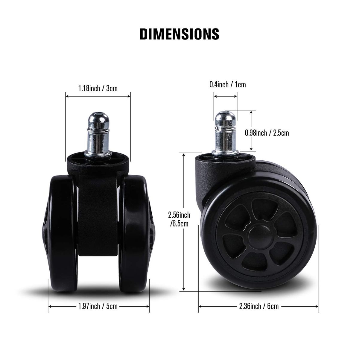 KUANGYE - Pack 5 Ruedas Universal Para Silla De Escritorio, Gamer 60mm