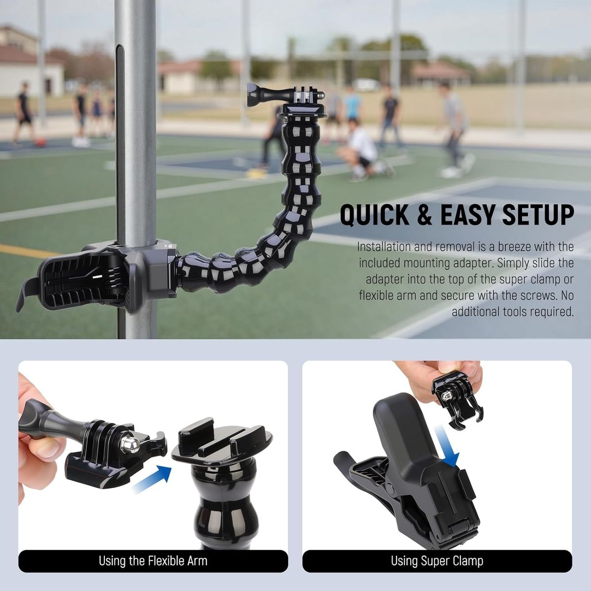 KUANGYE - Soporte Para Camara Compatible Con Gopro flexible Clamp