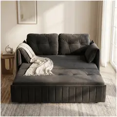 HOMER DESIGN - Sofa Cama 170cm tela tecnica Base De Fierro con Almacenamiento NEGRO