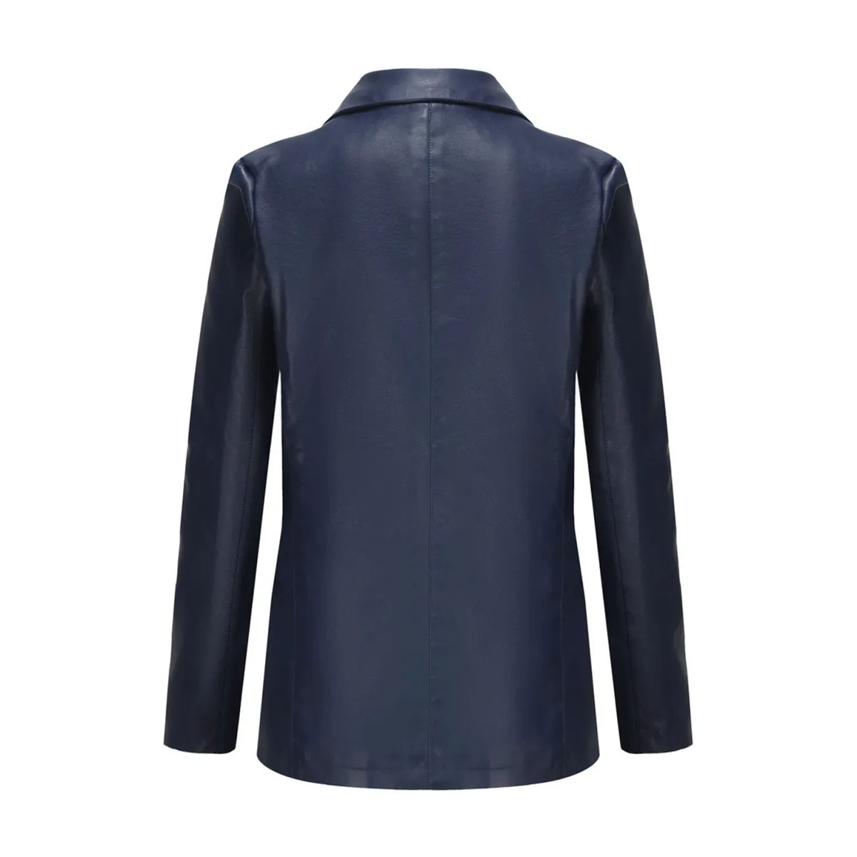 TIOZONEY - Abrigo de PU  de manga larga de color sólido para mujer - Azul