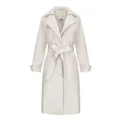 TIOZONEY - Chaqueta de piel con solapa- Blanco