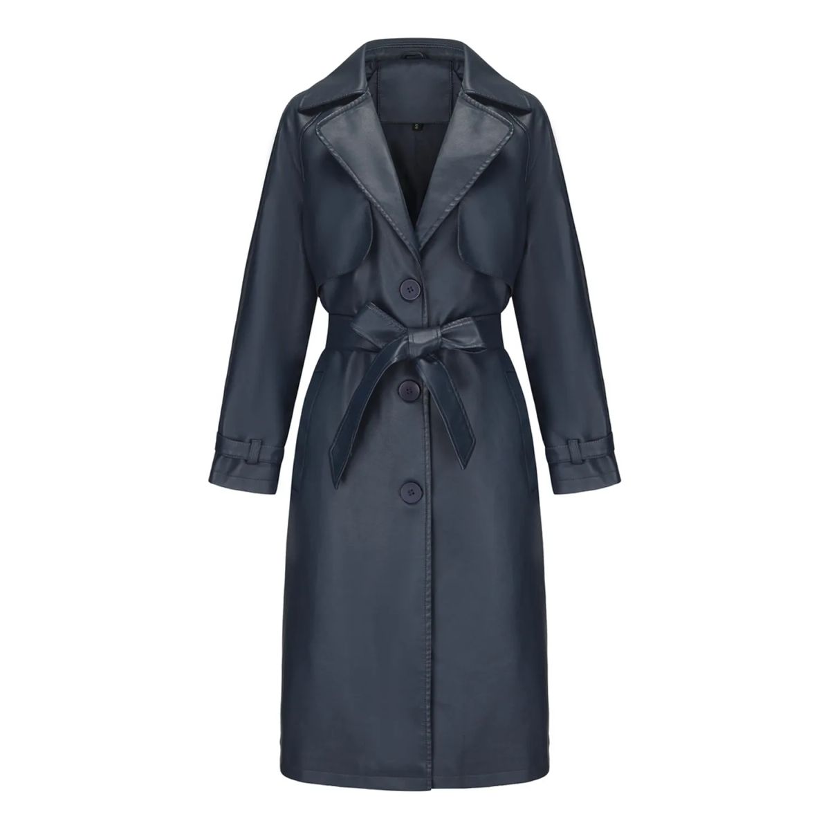 TIOZONEY - Chaqueta de piel con solapa- Azul