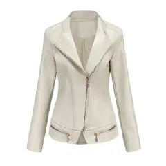 TIOZONEY - Chaqueta de PU  PU  para mujer - Beige