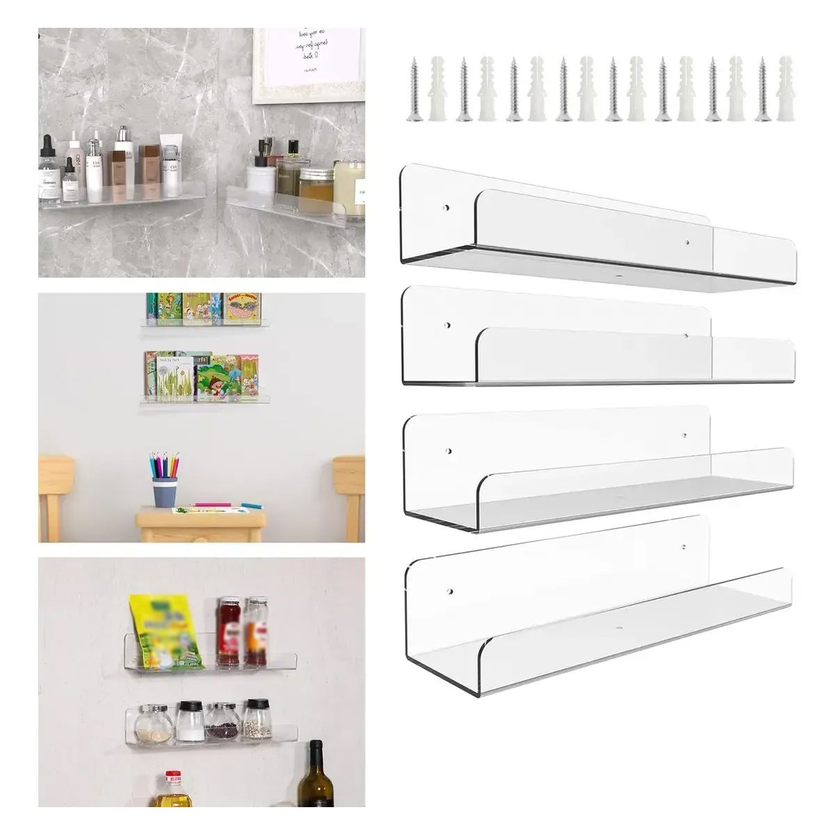 ATURE - 4 Repisas Flotantes Estantes De Pared Flotantes De Acrílico 4 Repisas Flotantes Estantes De Pared Flotantes De Acrílico 4 Repisas Flotantes Estantes De Pared Flotantes De A
