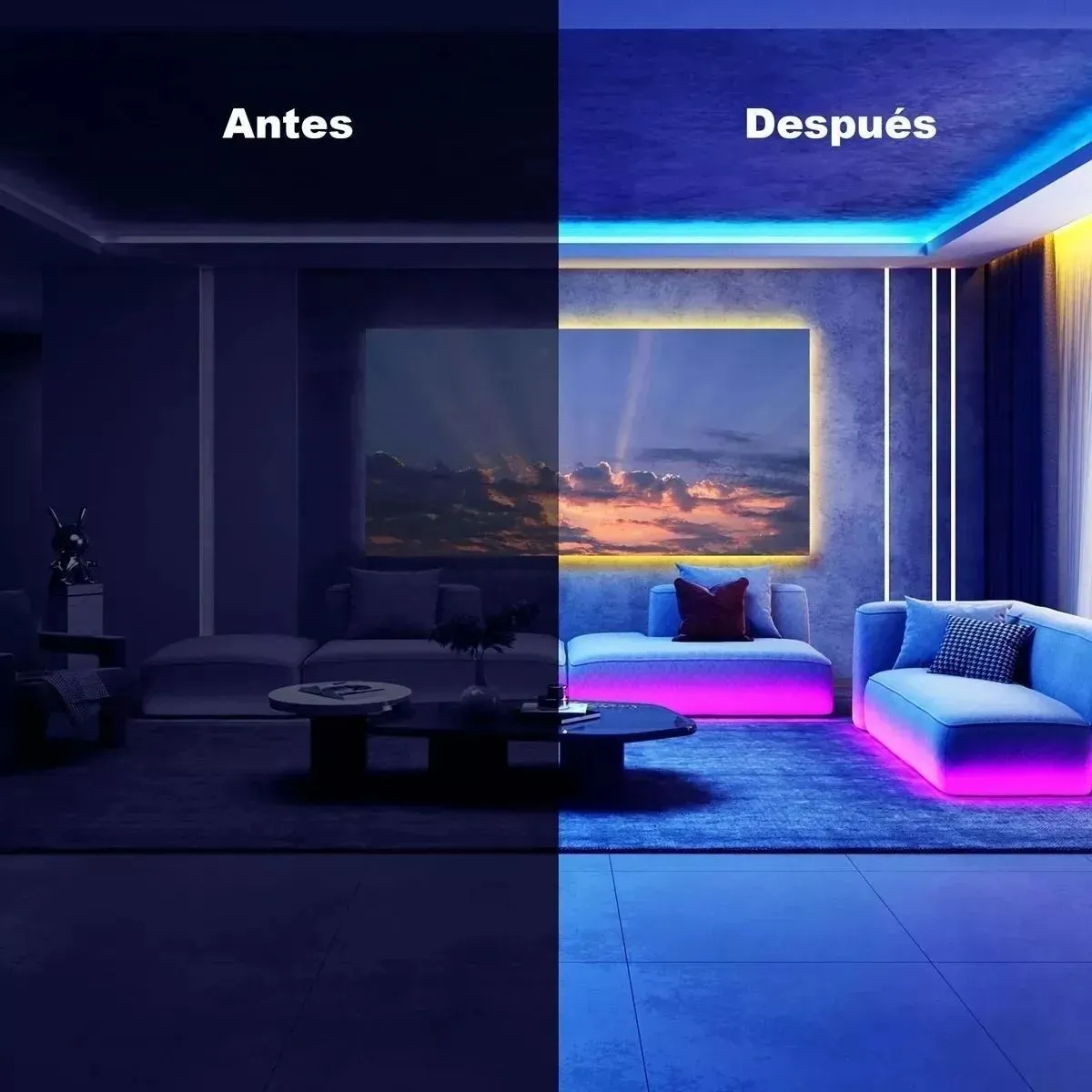 SUPERCENTER - Tira Cinta Luces Led Rgb Bluetooth 10 Metros Total +conector