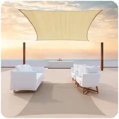 KUANGYE - TOLDO VELA DE LONA 4X6M RECTANGULAR PARA SOMBRA PARASOL PERMEABLE + Cuerda