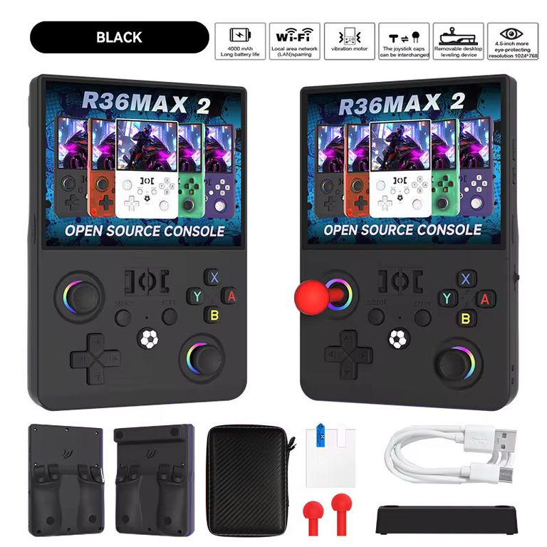 CORRERREY La consola de juegos portátil R36MAX 2 admite WiFi consola de juegos 3D emulador 30+ IPS de 4,5-inch