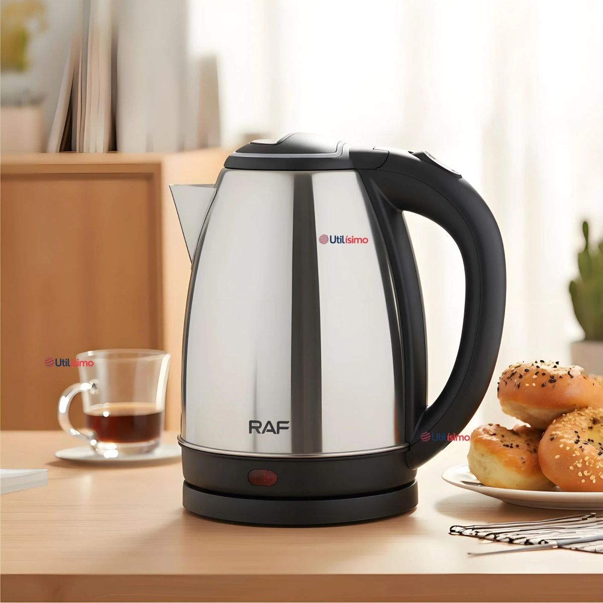 RAF - Hervidor Tetera Eléctrico Acero Inoxidable 2 Litros 1500W