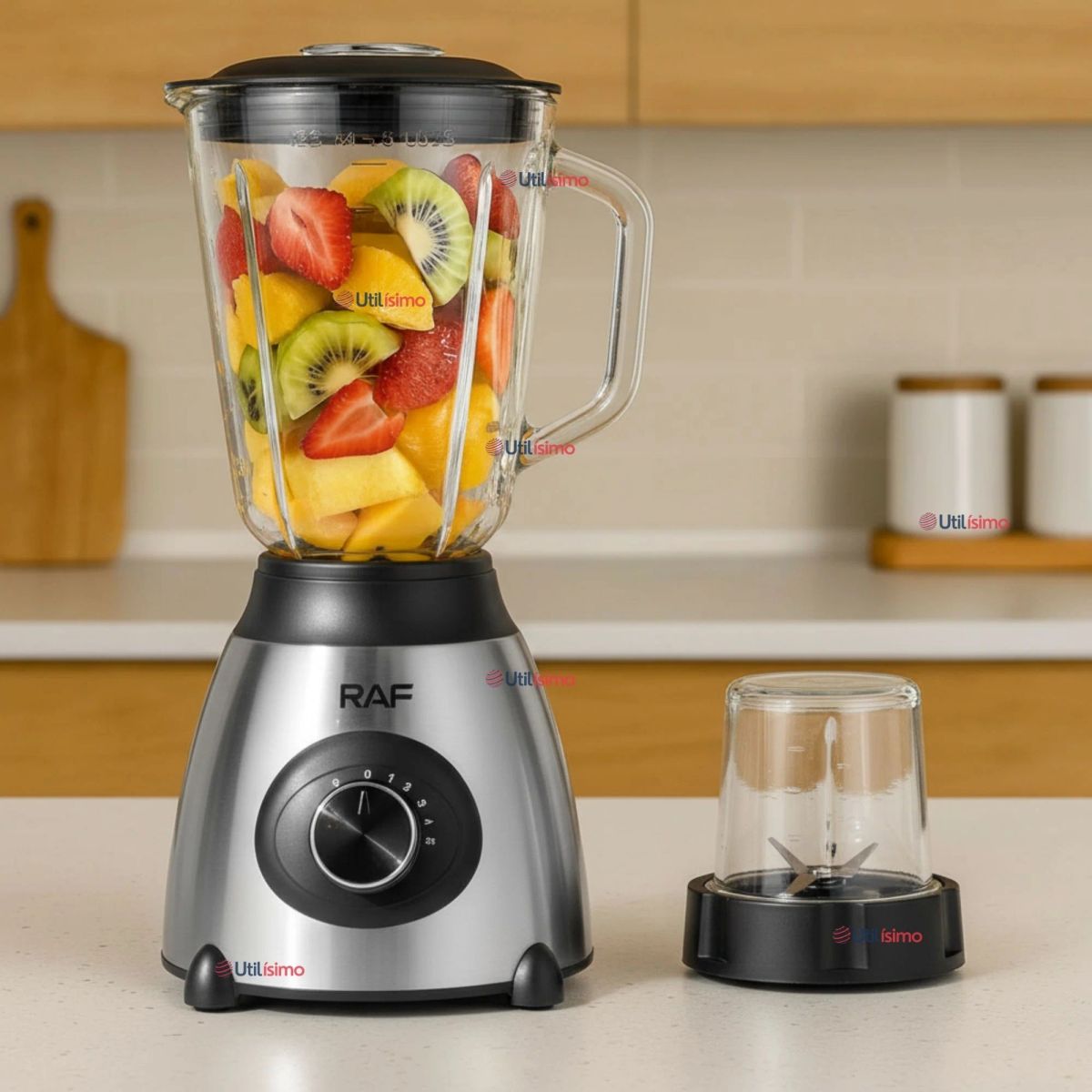 RAF - Licuadora Juguera Multiuso 2 en 1 Picadora y Jarra de Vidrio