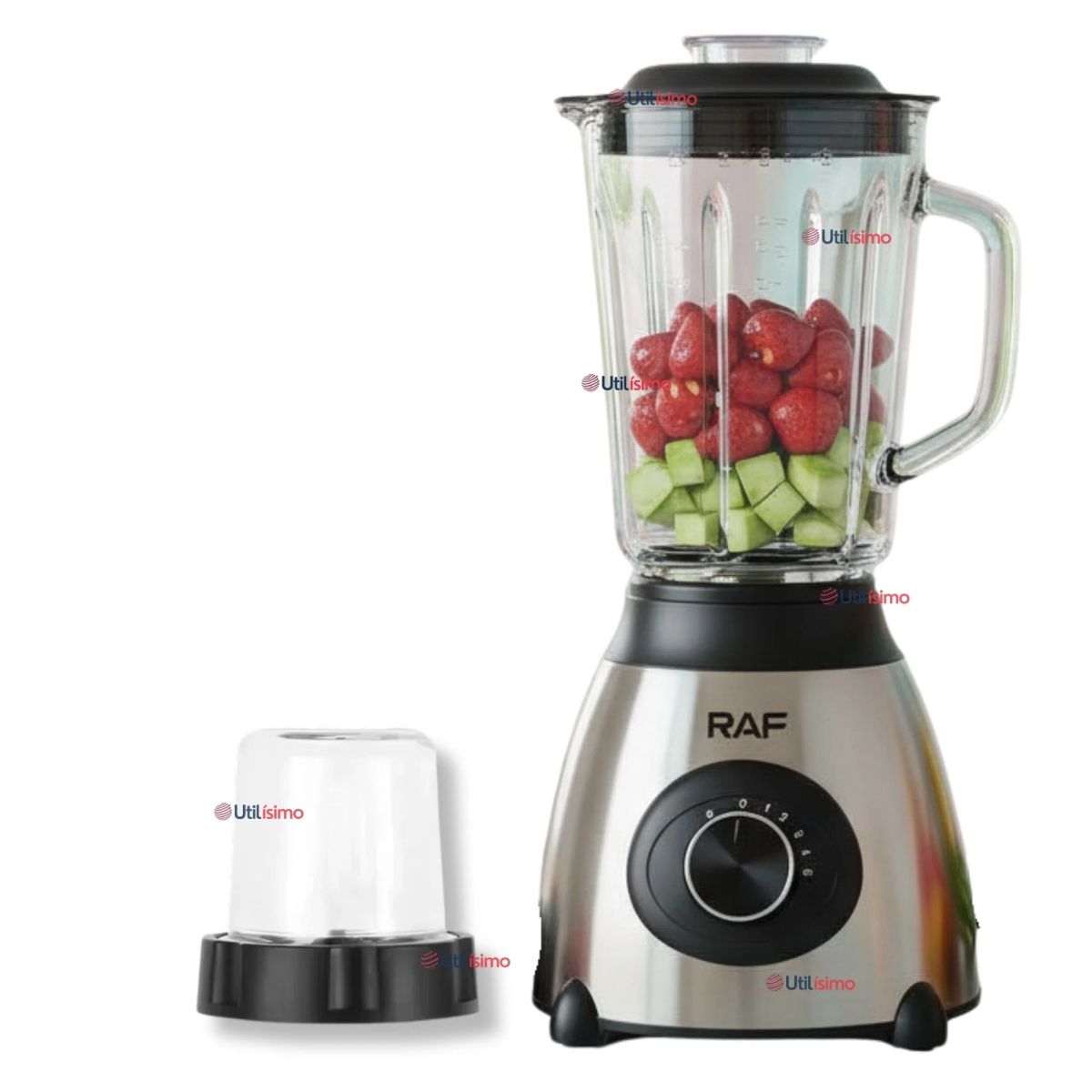 RAF - Licuadora Juguera Multiuso 2 en 1 Picadora y Jarra de Vidrio